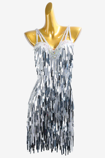 Permino cement ash Latin dress with sequins and crystal AB