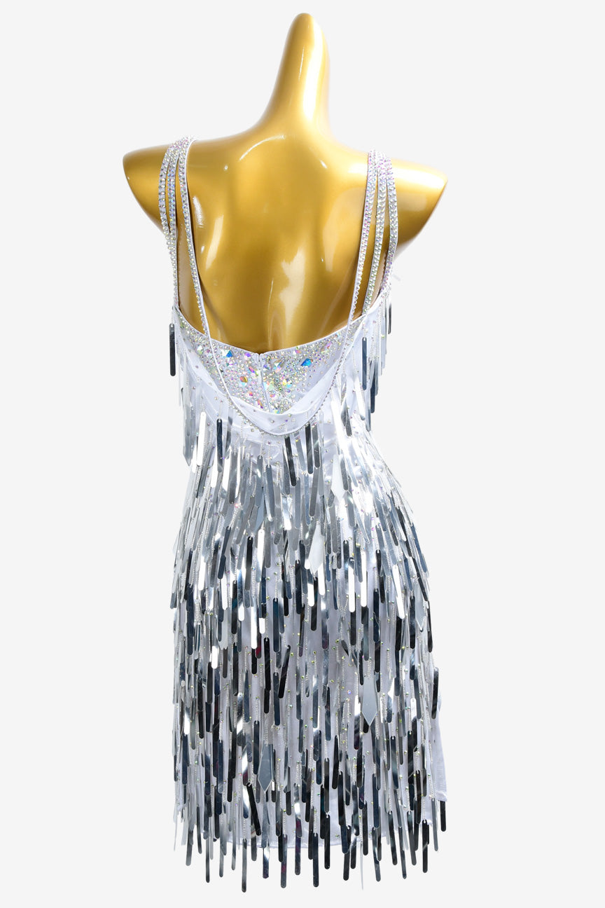 Permino cement ash Latin dress with sequins and crystal AB